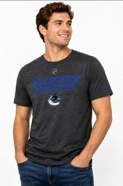 Fanatics Heather Charcoal Vancouver Canucks Authentic Pro Core Primary Small NWT